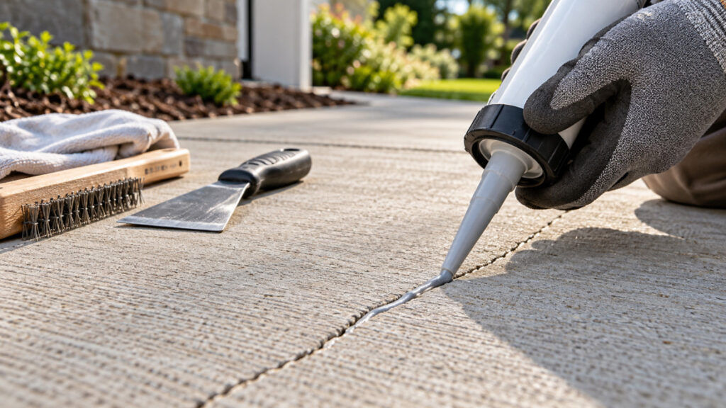 Sealing a stable hairline crack in a structurally sound concrete driveway